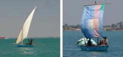 Fishing boats with sails in Suez Canal